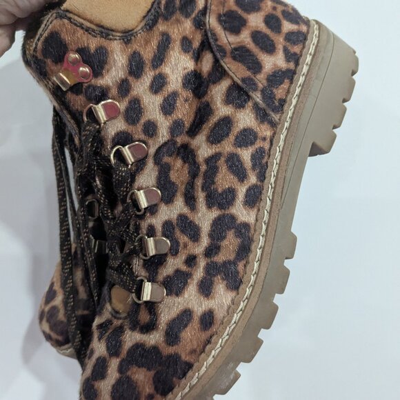 Aldo Leopard Print Fuzzy Boots Tan Brown Size 7.5 - Picture 5 of 6